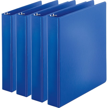 Business Source 1.5" Basic Binder, 350 Sheet Capacity, Round Ring, Blue, PK4 BSN28551BD
